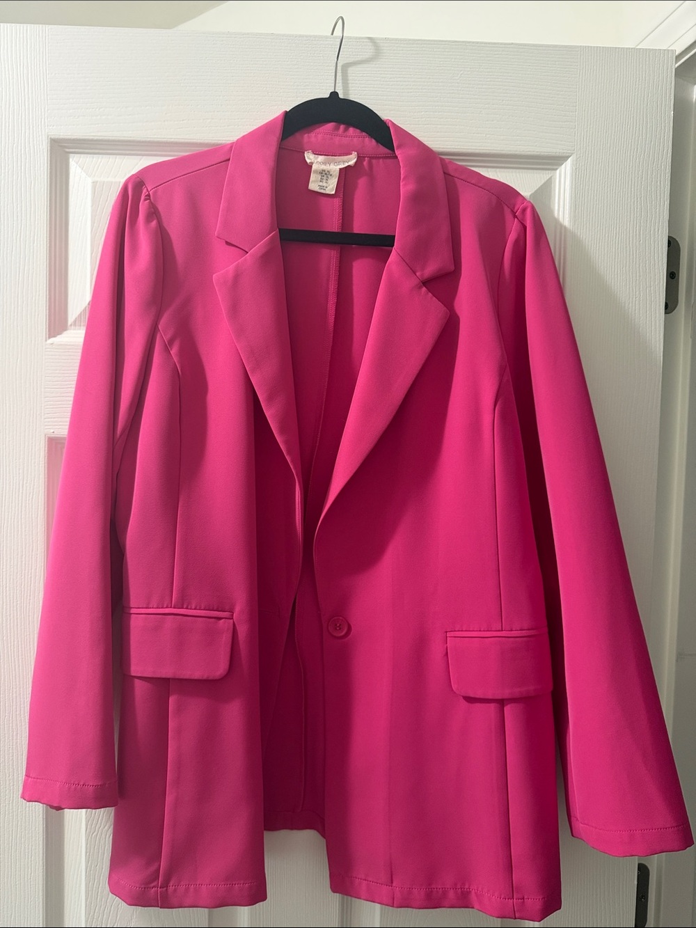 Bright Hot Pink Single-Button Blazer Jacket
